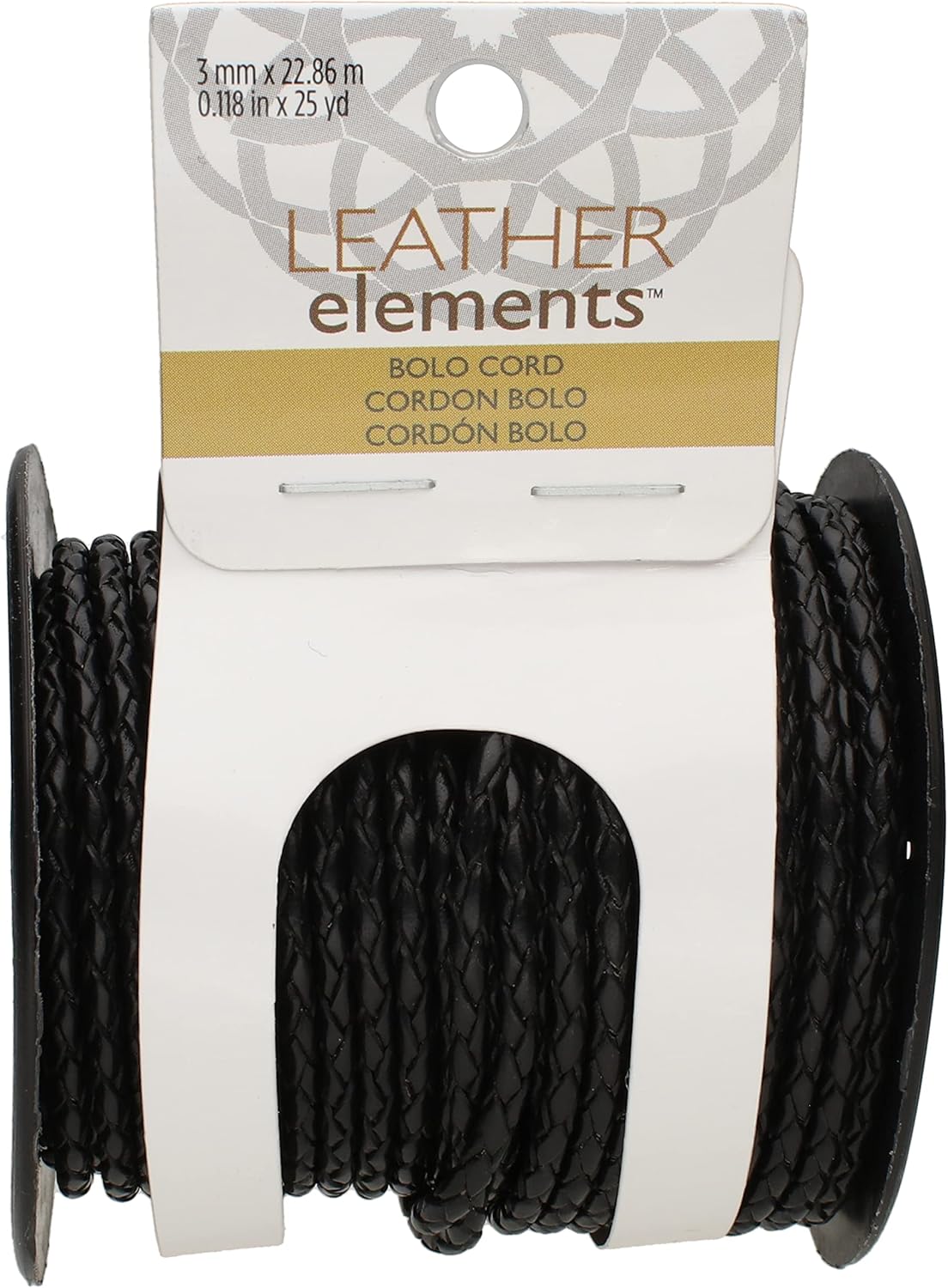 The Beadsmith Braided Bolo Cord – Black Color – 3mm Spool – 25 Yards/22.86 Meters – Machine Braided Indian Leather – Ideal for Watch Bands, Bolo Ties, Necklaces, Hair Accessories & DIY Jewelry Making