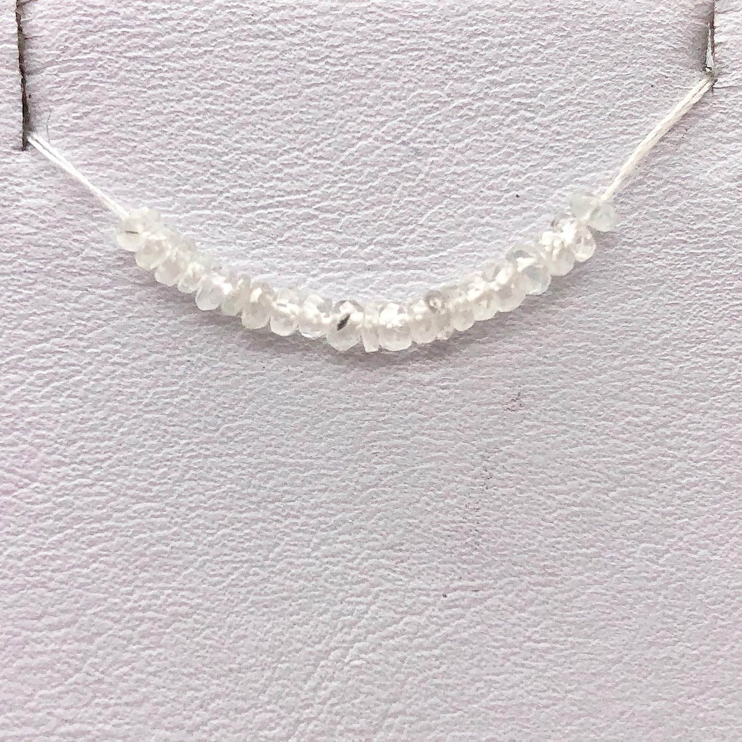 Dazzle 17cts White Sapphire Faceted 8 inch Bead Strand | 2.5x1.5-2x1mm | 3294HS for Jewelry Making