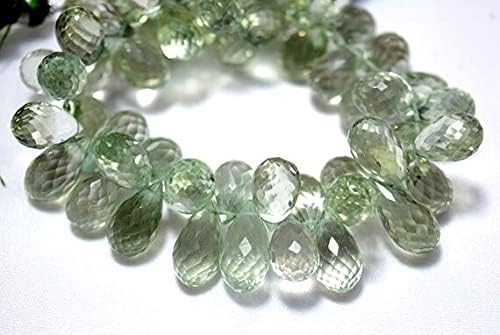Green Amethyst Beads, Faceted Tear Drops Beads, Green Amethyst Cut Drops, Gemstone Beads, 7x10mm 8 Inch Full Strand