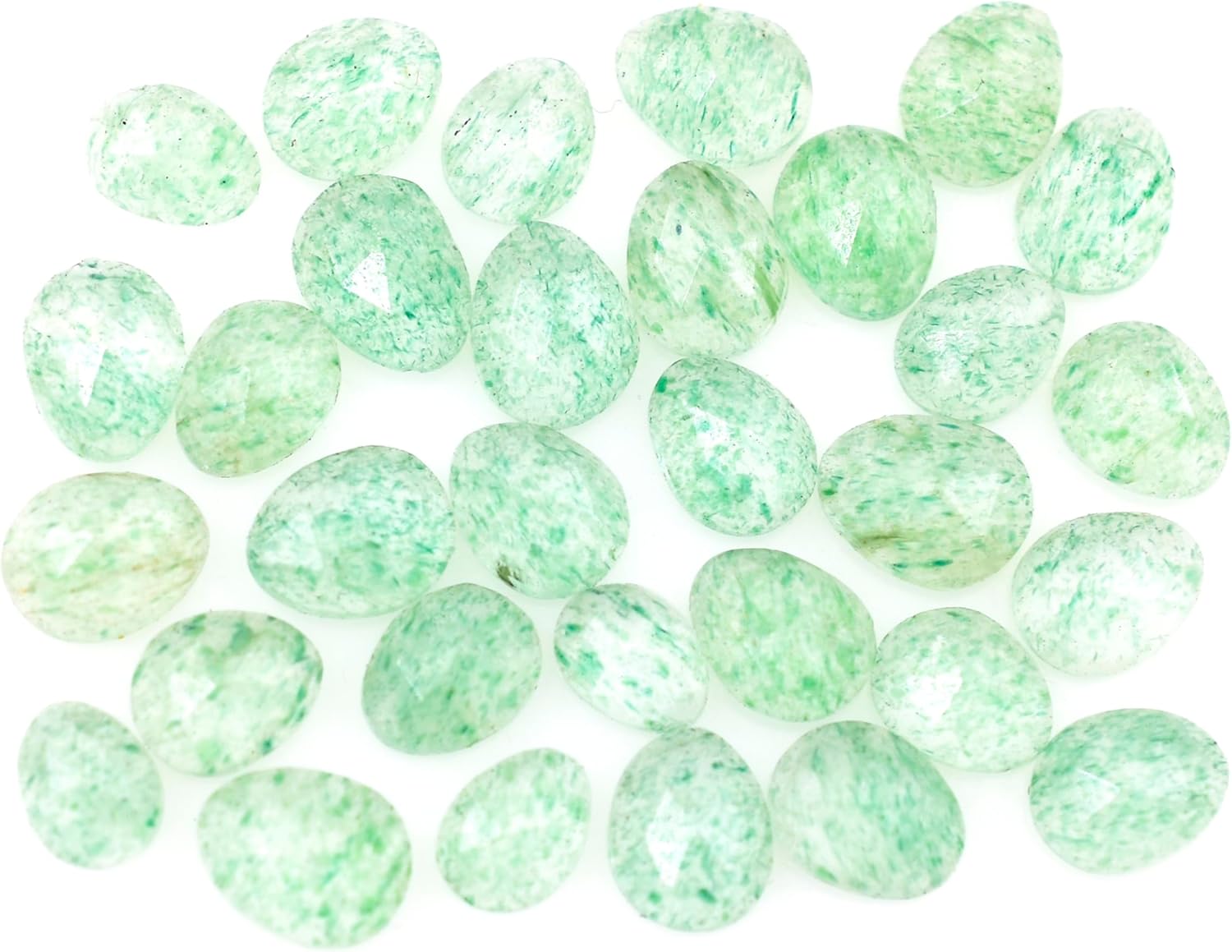 Green Strawberry Loose Stone Beads Cabochon Brilliant Rose Cut Oval Shape 4X5 to 5X7 mm Flat Back Gemstone Drill Bead Making Jewelry Supply