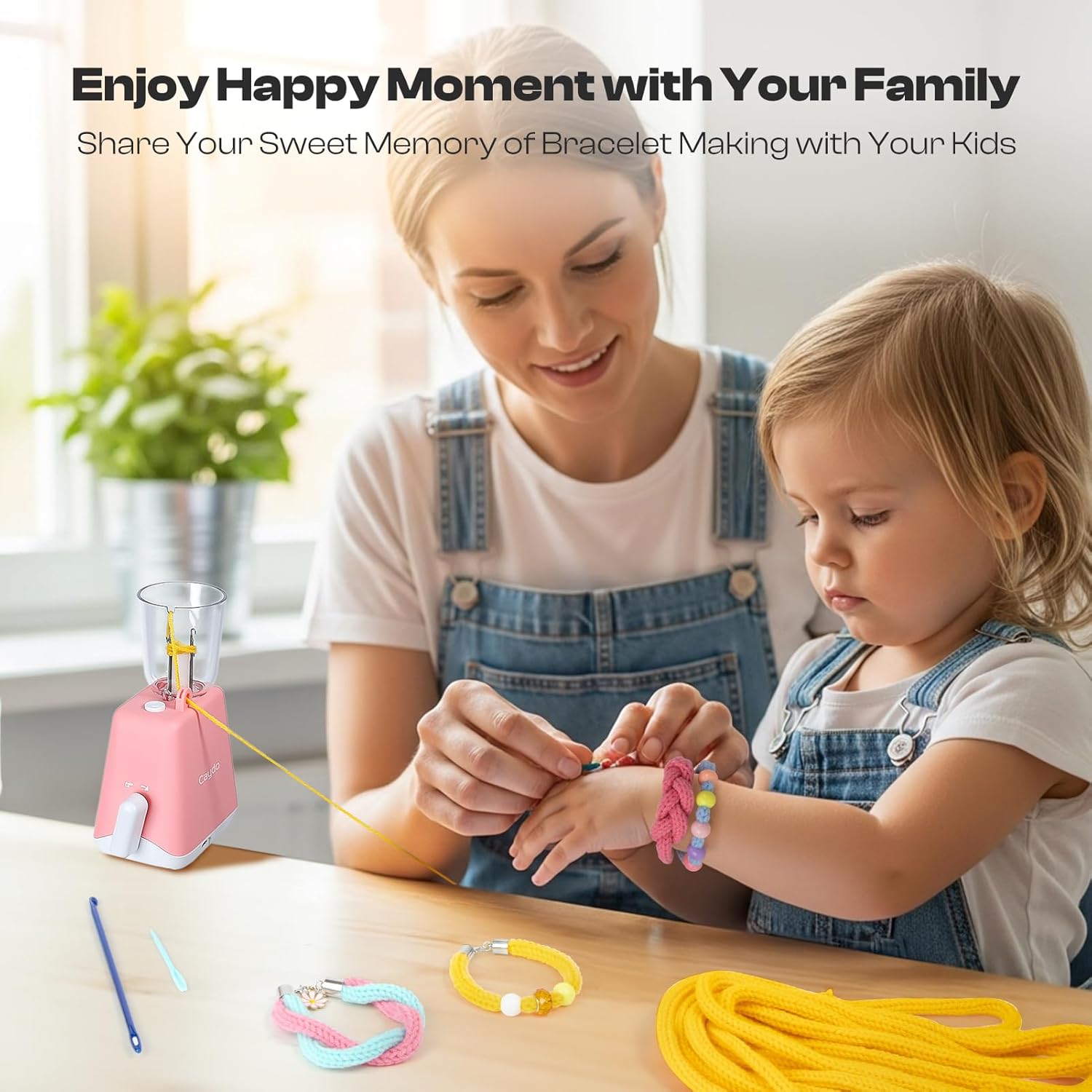 Caydo iCord Bracelet Maker Kit for Beginners, Electric i-Cord Knitting Machine, Automatic Knitting Yarns to i-Cords, 352pcs Bracelet Making Accessories, Efficiently DIY Knitting Kit for Crocheters