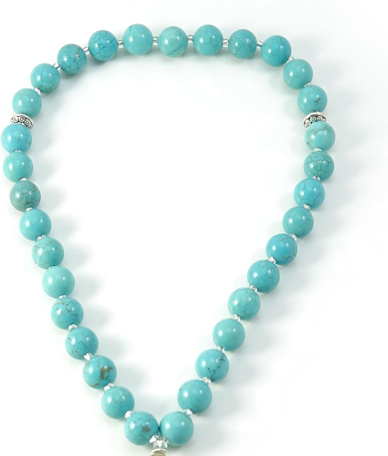 33 Howlite Tasbih Muslim Prayer Beads with Nepalese Bead and Sterling Silver Beads