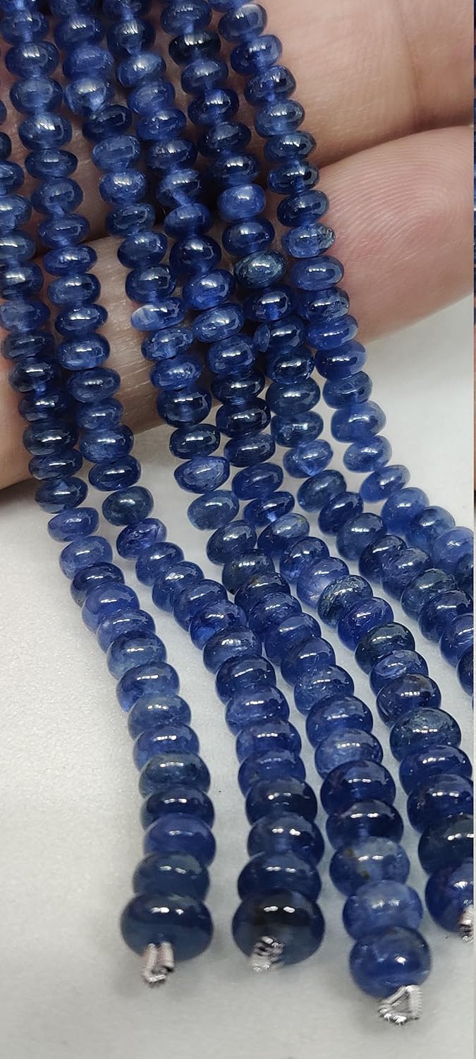 Natural Natural Burmese Blue Sapphire plainround Smooth Beads 3.5 mm to 5 mm 4.5 inch Long String Jewelry Making Gemstone Beads for Necklace Bracelet