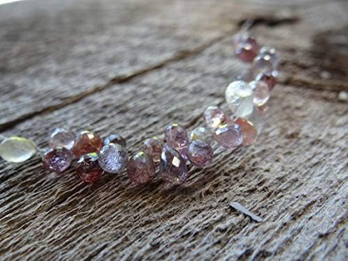 purple to pink shaded spinel | 3d pear teardrop micro faceted briolette beads | 6x4-7x5mm | sets of 16