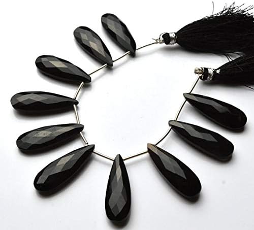 1 strand natural 6 inch long strand,superb black color chalcedony faceted big pear shape beads briolettes 28 to 29 mm