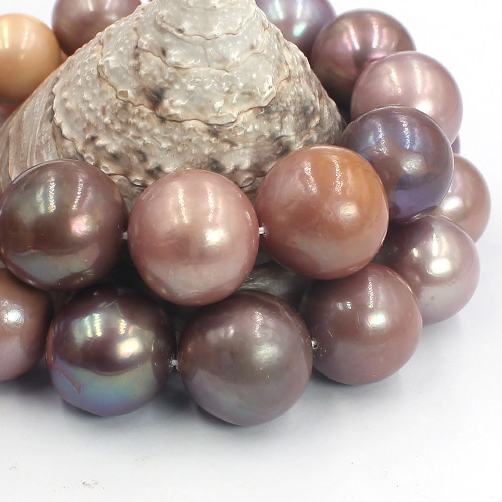 Natural 14-18mm Graduated Round Mixed Edison Freshwater Pearl Jewelry DIY Big Beads Strand 16