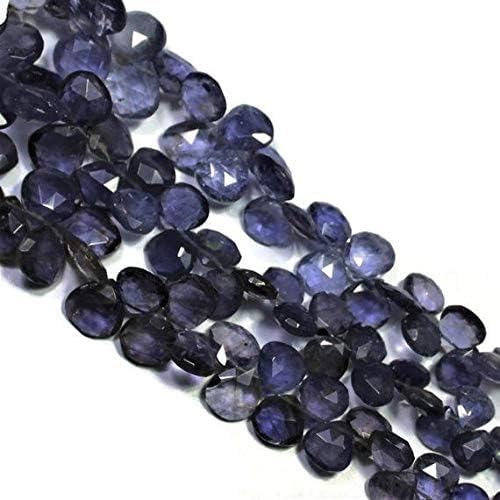 Natural Iolite Faceted Heart Shape Briolette Beads, Iolite Faceted Heart Shape, Gemstone for Jewelry, 9 to 14 mm, 8