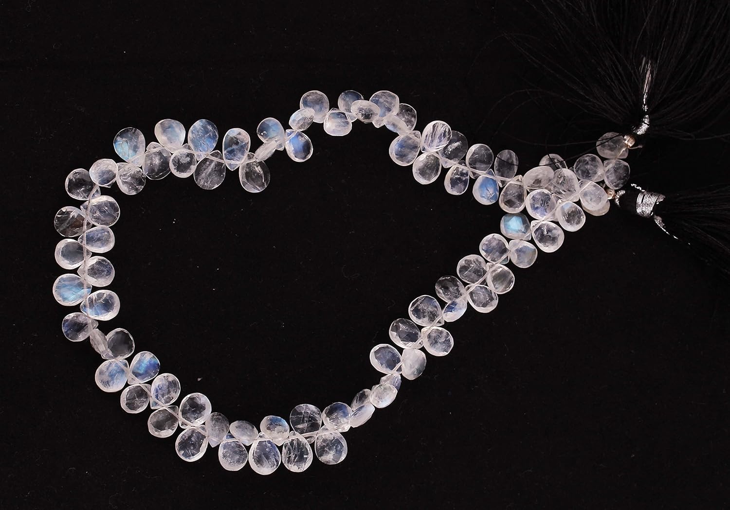 Neerupam collection Natural White Rainbow Gemstone Faceted Tear Drop Shape Beads 1 Loose Strand for Jewelry Making