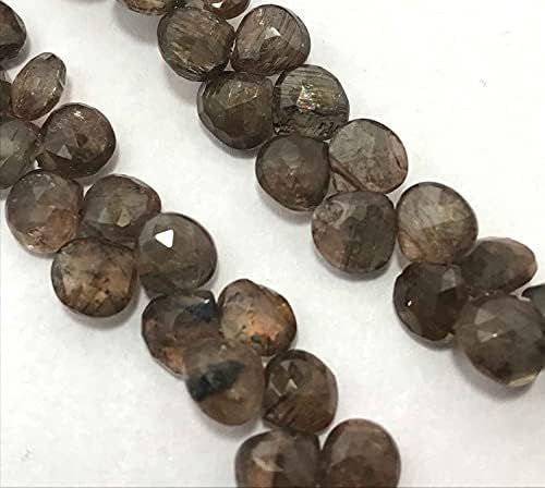 8 inch Strand of Natural Andalusite 5.5-6.5mm Heart Faceted briolette Beads for DIY Jewelry Making. |BRIO_00400