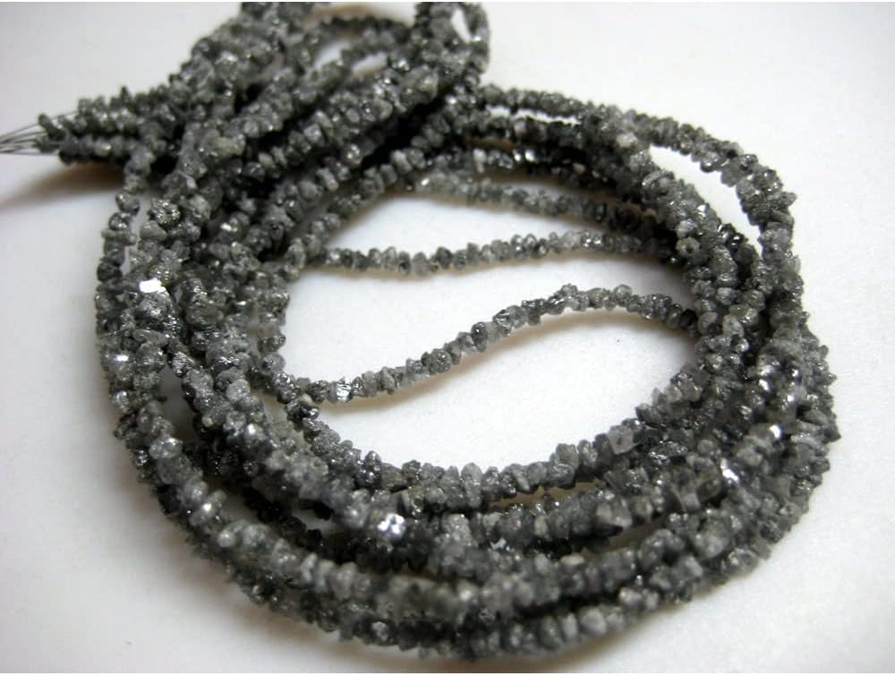 2-3mm Gray Rough Diamonds, Sparkling Gray Rough Diamond Beads, Raw Uncut Diamond Beads, Gray Rough Diamond (4IN To 16IN Options), 2-3 MM