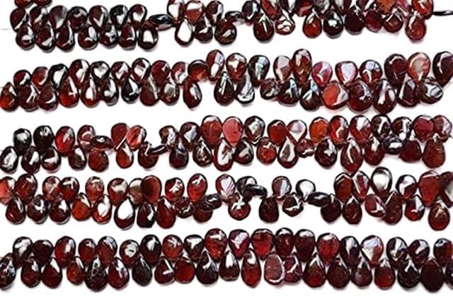 7 Inch 8x12-9x16mm Natural Pyrope Red Garnet Smooth Pear Shape Briolette Beads lot of 25 Strands CHIK-STRD-98242