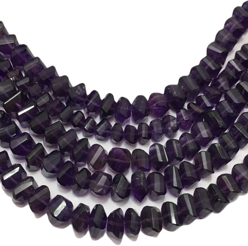 13 inch Strand of Natural gem Amethyst, 8mm Twisted Faceted Beads for DIY Jewelry Making. | Beads_01652