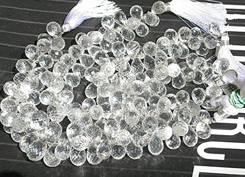 13 inch natural beads strand of 11x8-12x9mm faceted teardrop crystal quartz gemstone briolletes beads for DIY jewelry - necklace, bracelet, earring, ring.