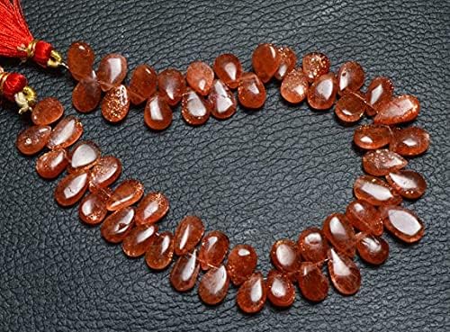BEADS GEMSTONE 1 Strand Natural 9 Inch Strand Super Finest-Quality- SUNSTONE Smooth Pear Shape Beads Briolettes 10 to 12 MM Code-HIGH-28869