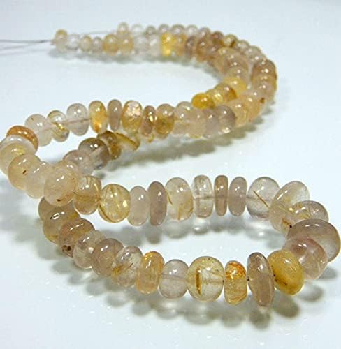 Golden Rutile Smooth Beads Rondelle Shape 6x12.mm 18''Inches