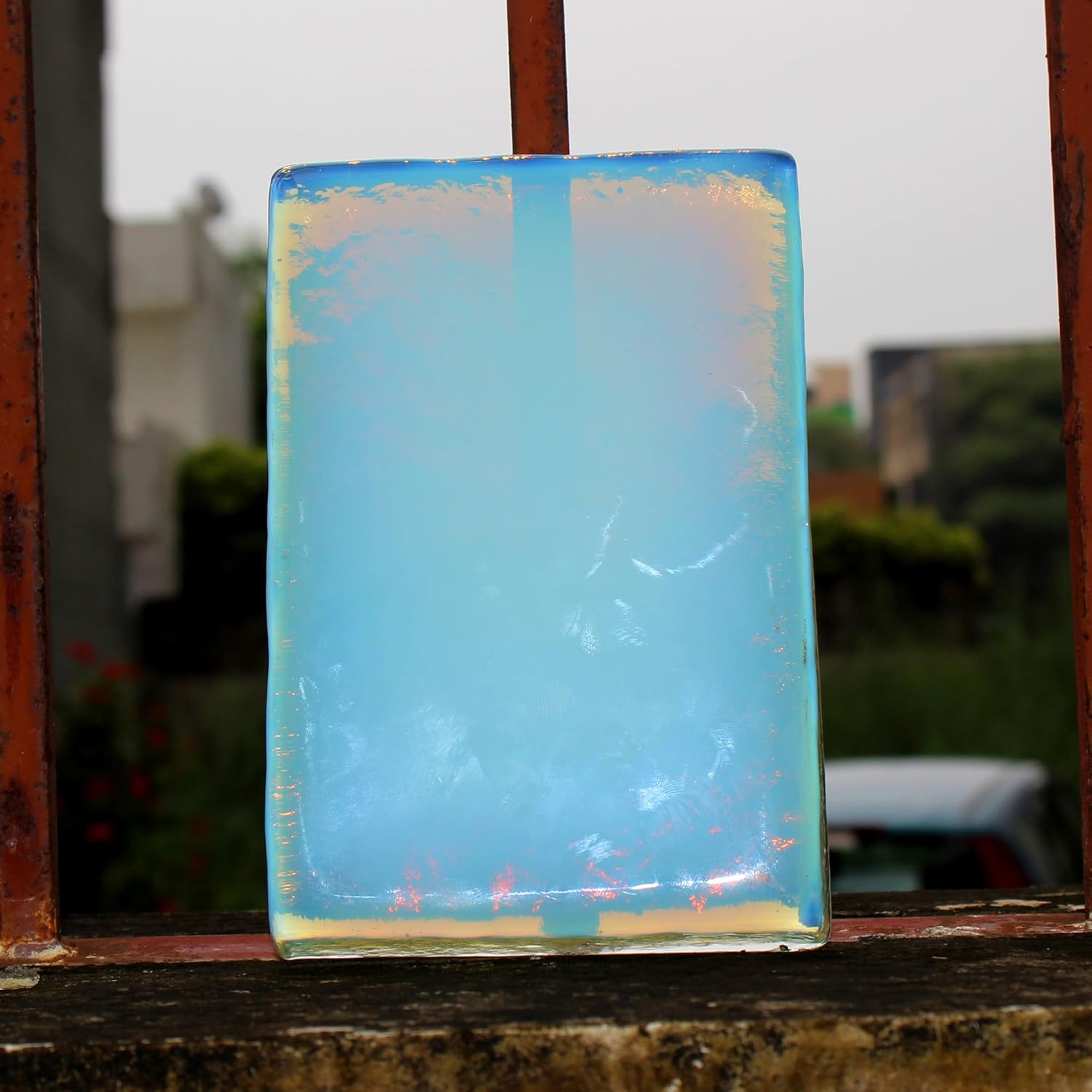 REAL-GEMS Opalite Real Blue Energy Chunk Slab 16 cm 1126 Grams for Office Decoration