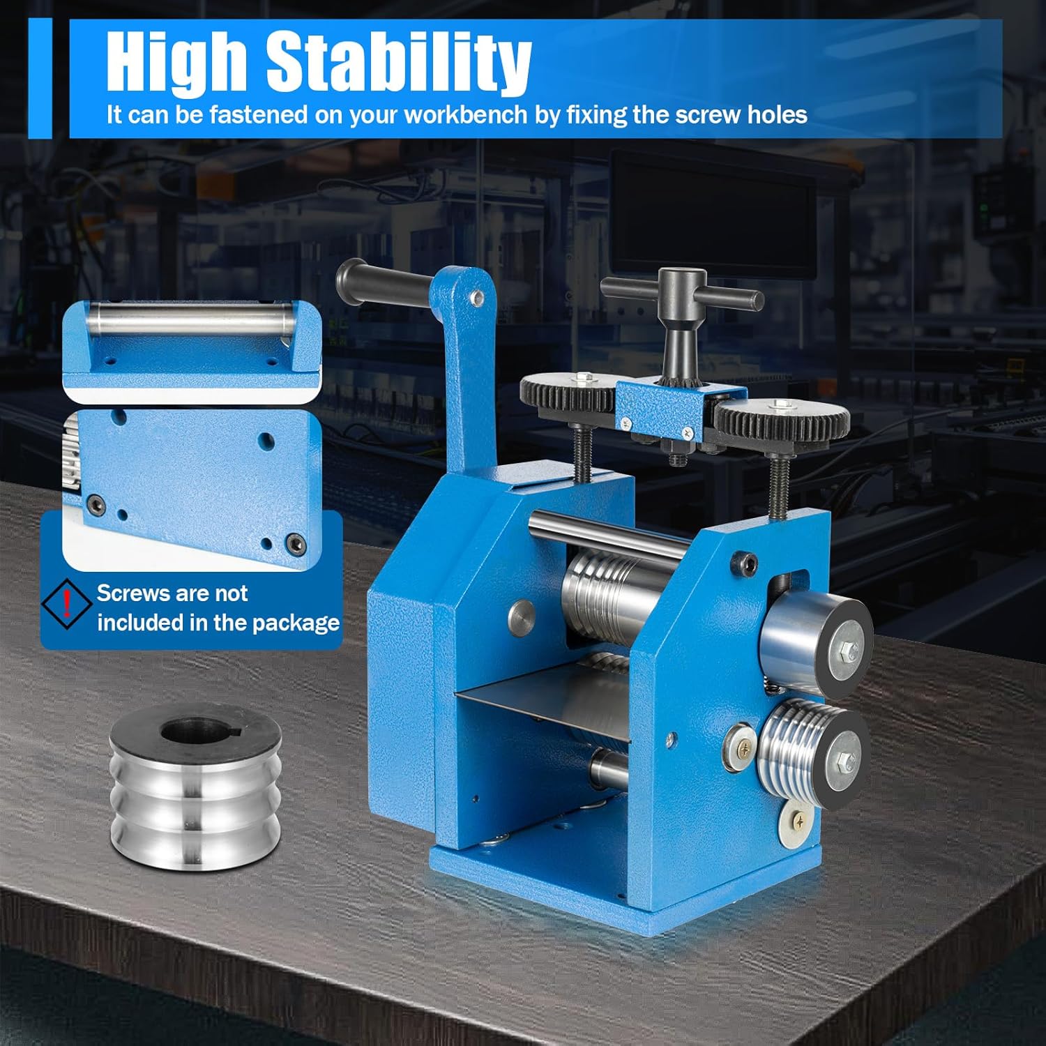 Jewelry Rolling Mill Machine, 3 inch Manual Combination Press Tabletting Tool, Gear Ratio 3:1 Jewelry DIY Presser Rolling Mills, Metal Ornament Making Tool for Gold, Silver, Copper, Aluminum