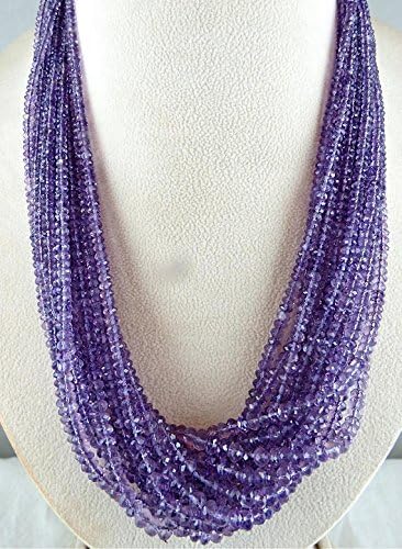 15 Line Brazilian Amethyst FACETTED Round Beads Necklace 21 INCHES 5.5 MM to 2.5MM