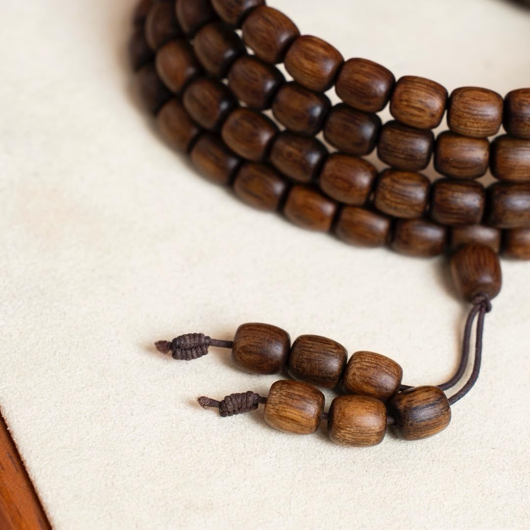 Fusen Red Clay Agarwood Prayer Beads 7×7mm*108 Beads, Sinking Grade