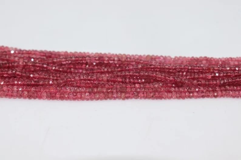 AAA+ Quality Burma Red Spinel Faceted Rondelle 3-3.5mm Beads Strand for Jewelry Making Wholesale