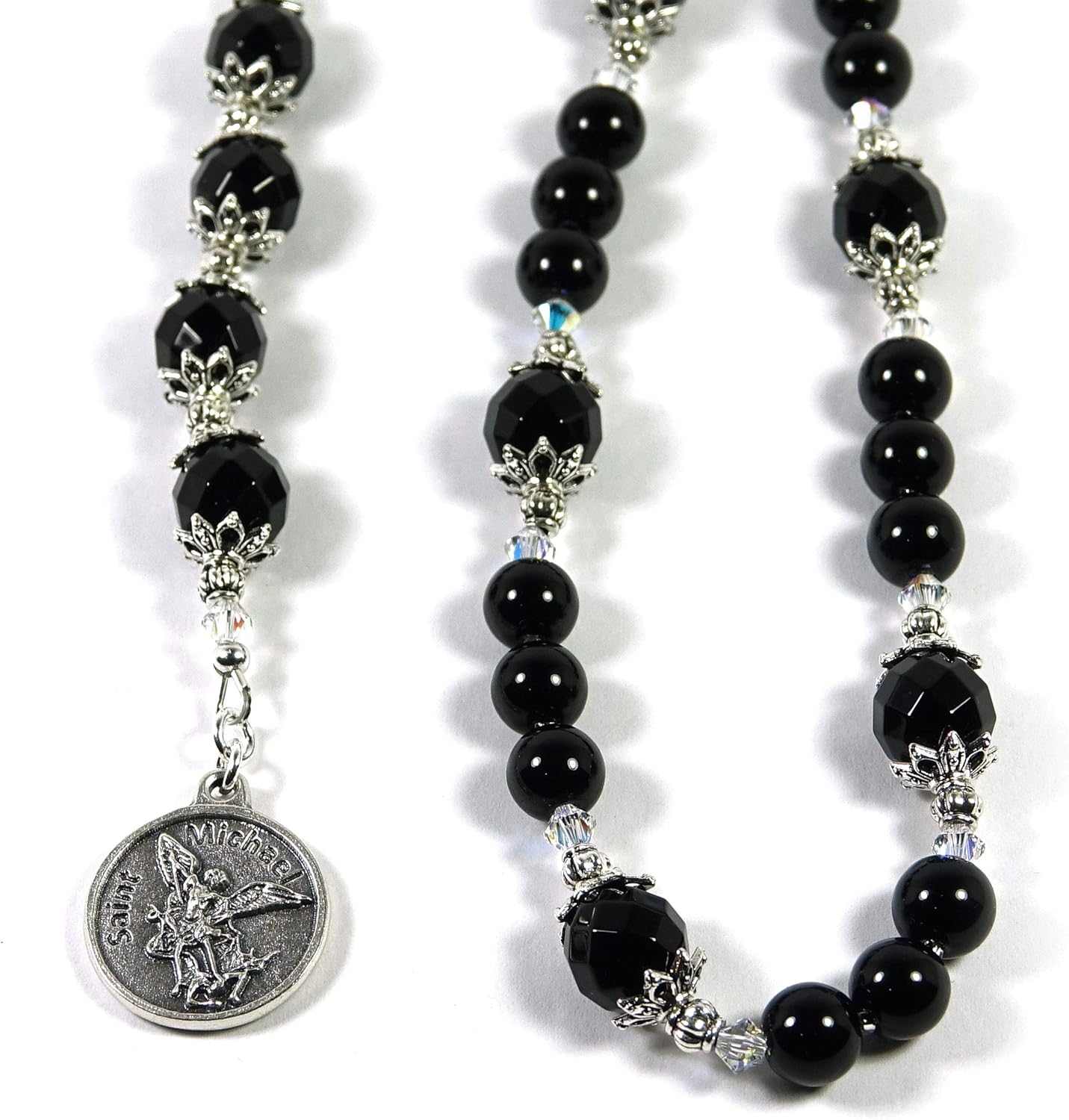 Serve and Protect Catholic Prayer Beads St Michael Chaplet Policemen Agate Natural Gemstone beads with Blessed with Anointing Oil