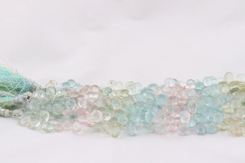Multi Aquamarine Faceted Pear Shape Beads 6 * 9-7 * 10 mm Multi Aquamarine Beads Aquamarine Pear Shape Beads Multi Aquamarine Side Cut Beads