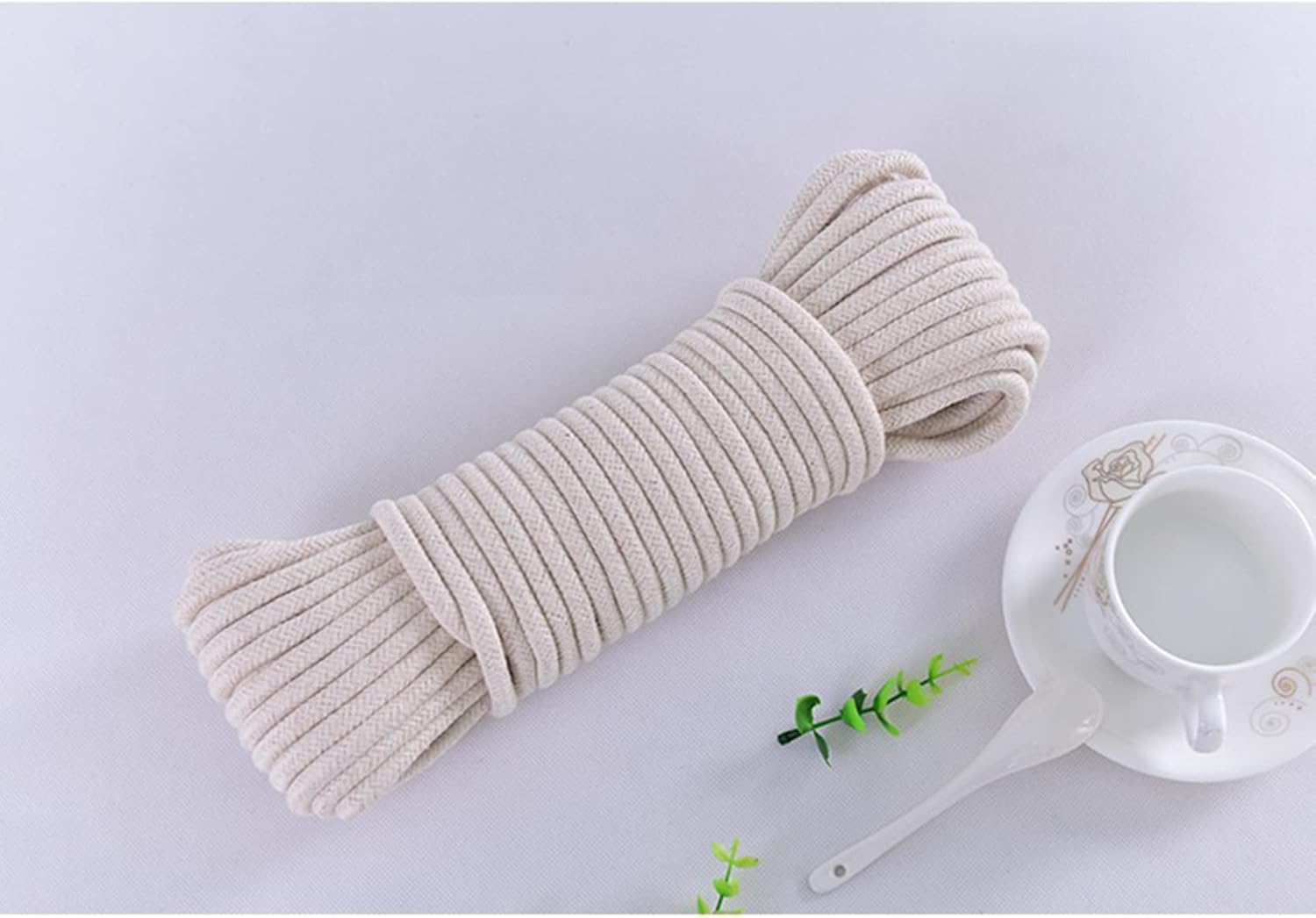 Cotton String Ball, Elastic cord, thread beading string,Washing Line Rope Strong Outdoor 30m/50m,Thick 6/8/10mm Natural Cotton Rope Braided Clothesline String,Multipurpose Clothes Line Laundry Line,8m