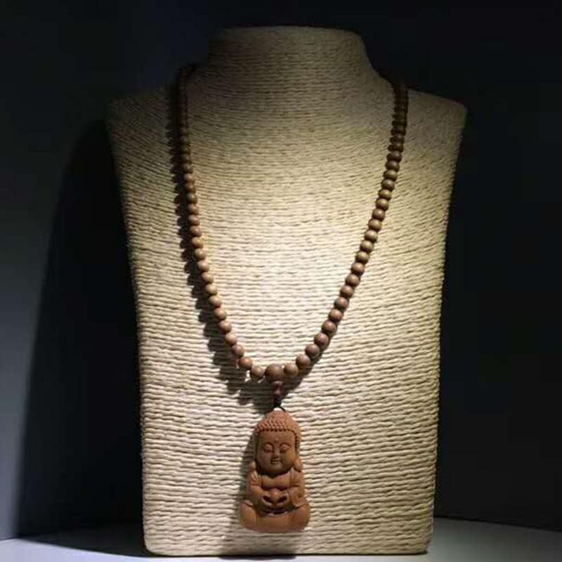 Mascot Wooden Crafts Wood Carving Art Wood Decoration Artwork 老山檀香手串宝宝佛108颗 文玩手串念珠男女檀木佛珠手链(DIY不沉水6MM老山)