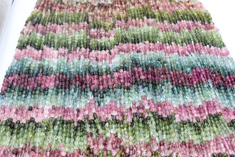 AAA Multi Tourmaline Smooth Oval Shape Beads 5 * 7mm Tourmaline Smooth Beads Tourmaline Plain Oval Shape Beads for Making Jwelery