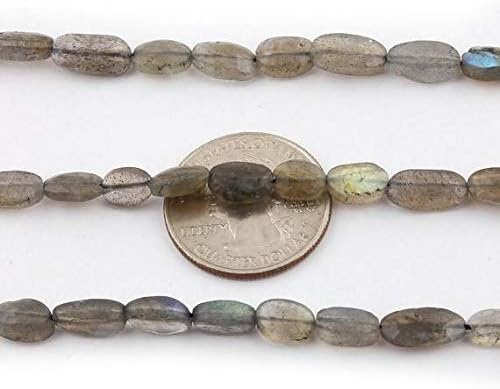 5 Strands Labrarite Faceted Oval Briolettes 7x6mm-13x8mm Faceted Center Drill Briolettes Labrarite Gemstone Beads 13.5 Inc Code-HIGH-46610