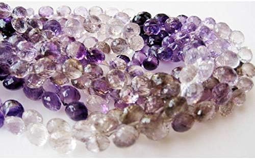 Rutilated Amethyst Beads, Amethyst Rutile, Faceted Onion Briolette Beads, 6mm Beads, 4.5 Inch Code-HIGH-48755