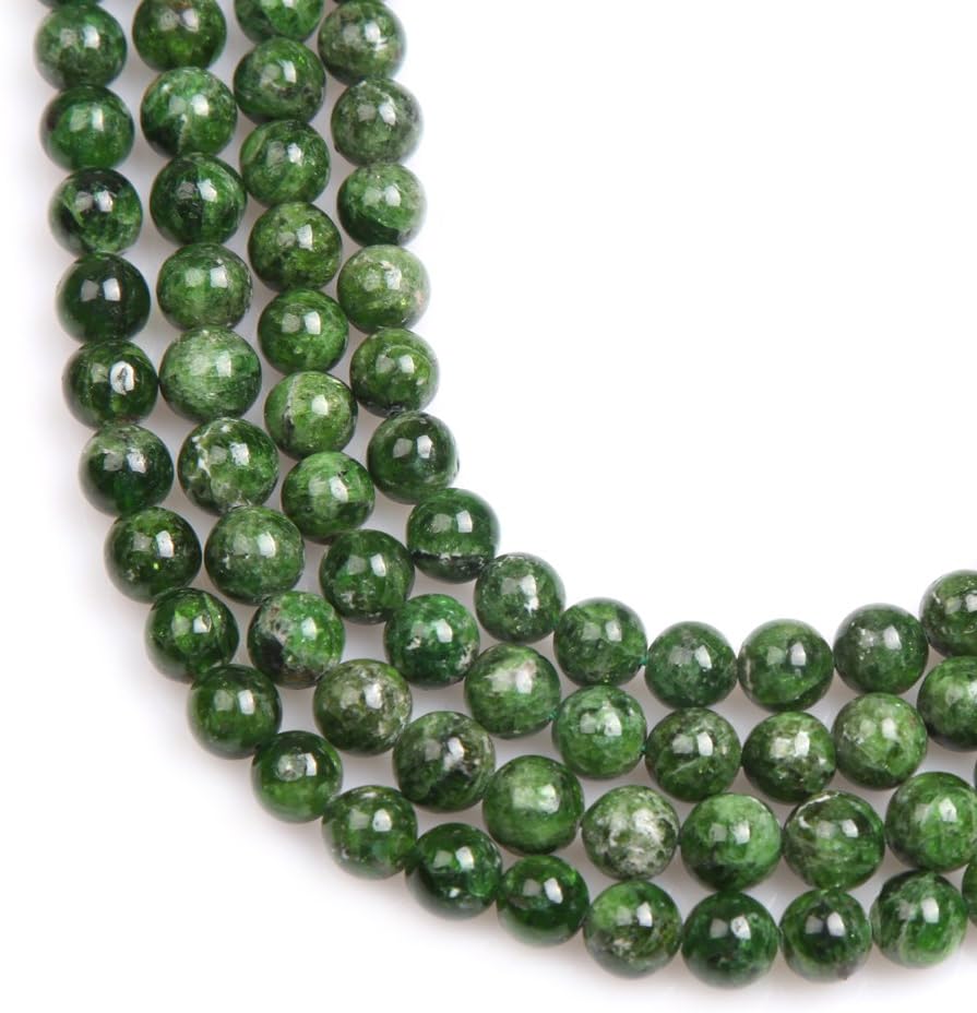 GEM-Inside Natural 8mm Green Diopside Gemstone Loose Beads Handmade Round Beads for Jewelry Making Jewelry Beading Supplies for Women