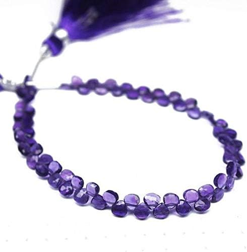 1 strand purple amethyst heart drop faceted 7'' long strand gemstone beads, jewelry supplies for jewelry making, bulk beads, for meditation jewellery gemstone 4mm