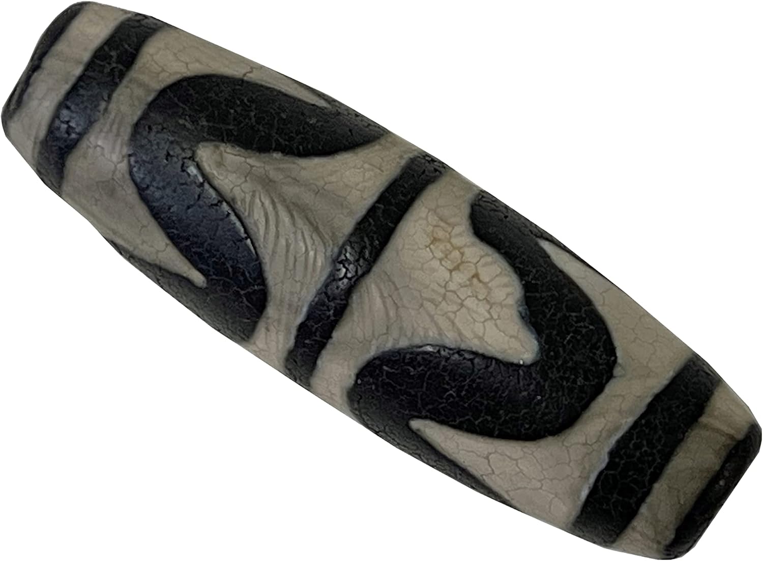 Chinese Handmade Agate Stone Pattern Oval Long Dzi Bead Pendant Aws2399