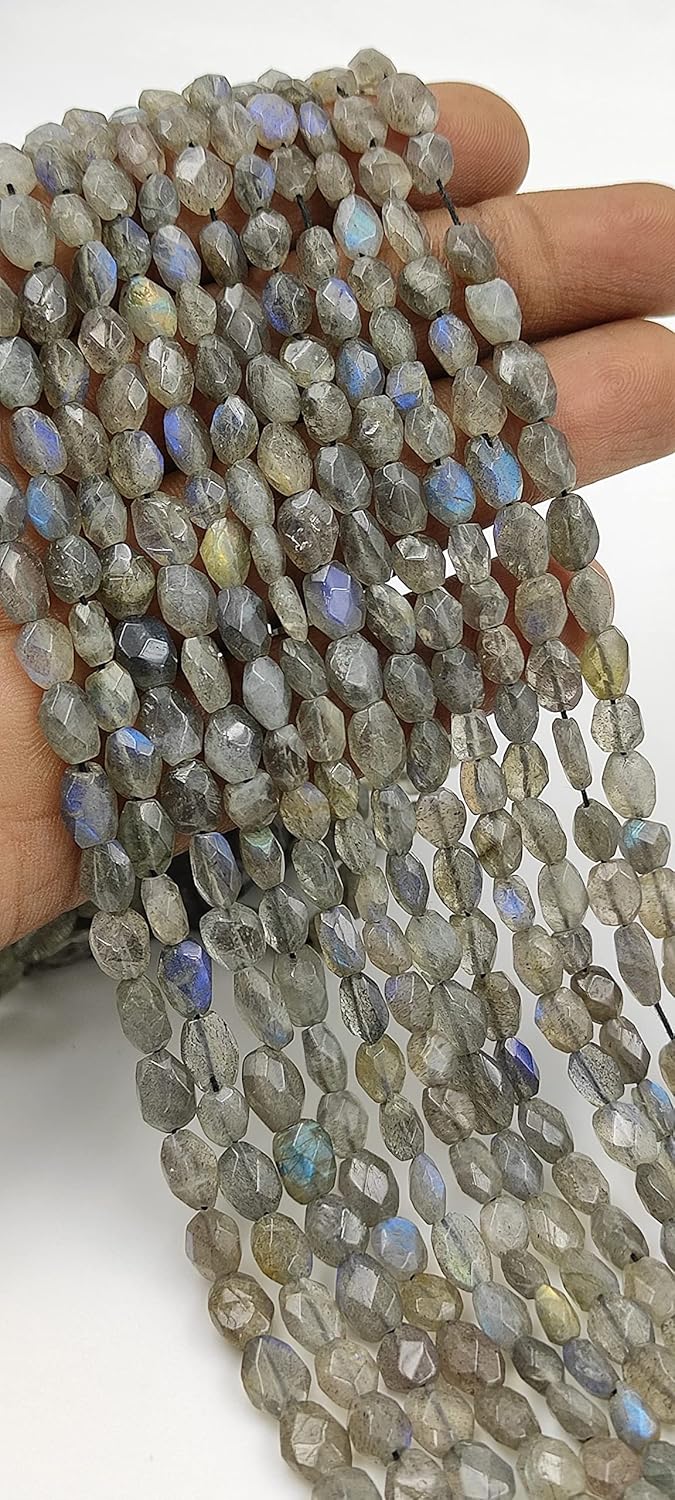 Hanumat Gems Lot of 10 Strands Natural Labradorite Faceted Oval Shape Gemstone Beads,Labradorite Faceted Beads,Labradorite Oval Beads,5X7-6X9 MM Oval Beads,13 Inches Oval Beads Strand.