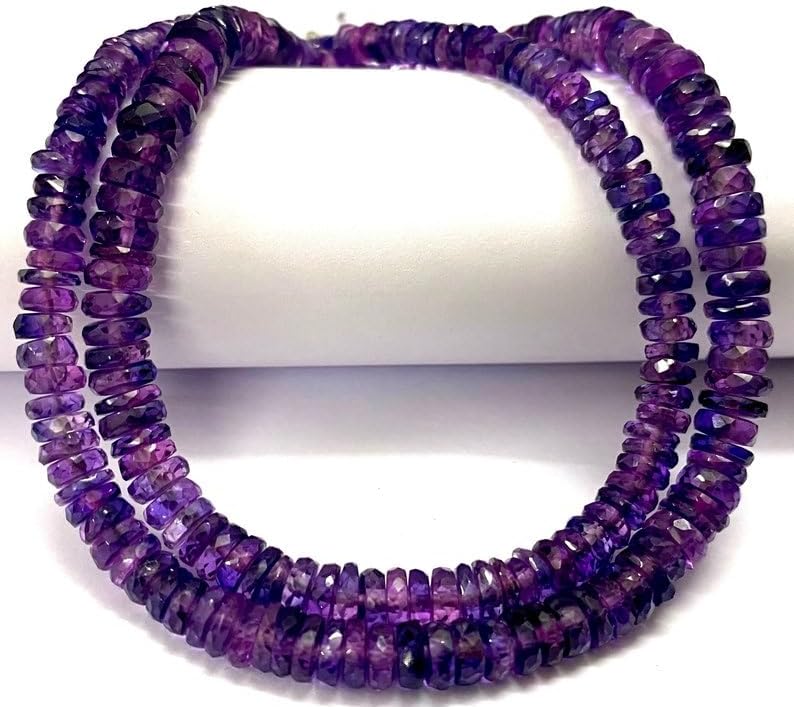 Natural Pinkish~Purple Sapphire tyre facated Beads 5-8 MM 18 inch Long String Jewelry Making Gemstone Beads for Necklace Bracelet