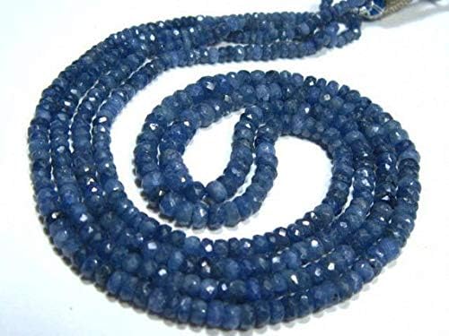 199 Carat- Natural AA Blue Sapphire Micro Cut Rondelles-Total 41 Inch Long Strand -2 Strands-Stones Measure- 3-5mm Code-HIGH-6446