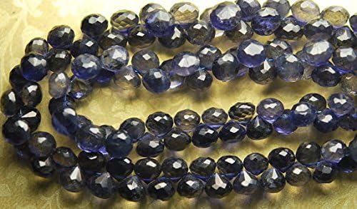 13 inch natural beads strand of 6-8mm faceted onion iolite gemstone briolletes beads for DIY jewelry - necklace, bracelet, earring, ring.