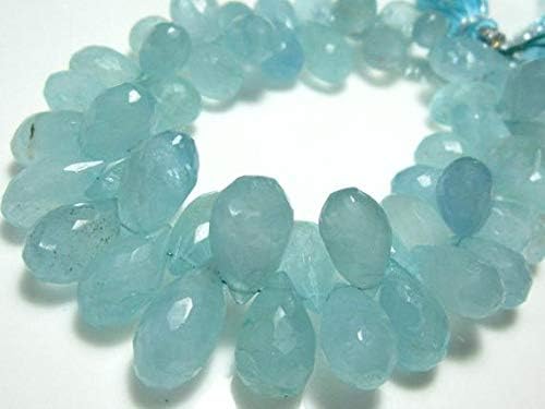 346 Carat-AA-Opaque Blue Aquamarine Faceted Tear Drops- 8 Inch Long Strand -Stones Measure- 13x7-17x9mm Code-HIGH-6820
