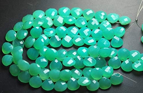 6 Inch Strand,Chrysoprase Green Chalceny Faceted Heart Shape Briolettes,14mm Size Code-HIGH-57181