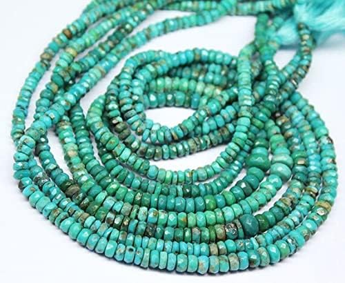 Natural Arizona Turquoise Faceted Micro Rondelle Gemstone Loose Beads Strand 15