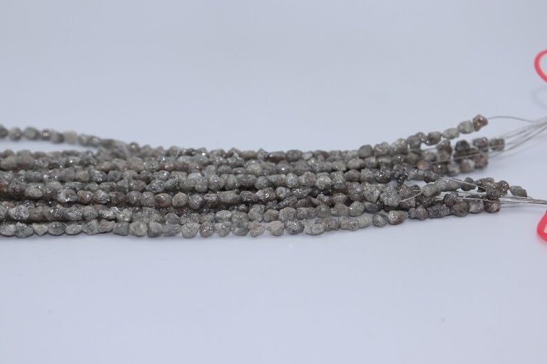 Natural Raw Grey White Diamond Long Drill Uncut Beads 3-4.5 mm Diamond Beads Uncut Diamond Beads White Diamond