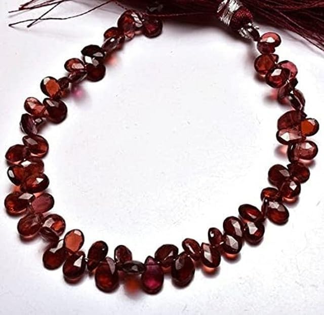 6.6 Inch Natural Gemstone Faceted Beads Pear Shape Beads Briolettes Very Rare Red Garnet 5 to 6.5 MM lot of 10 Strands CHIK-STRD-95021