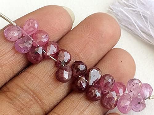 1 Strand Natural Pink Sapphire Faceted Pear Beads, Natural Sapphire Beads, Pink Sapphire Necklace, 6x8mm, 4 Inch