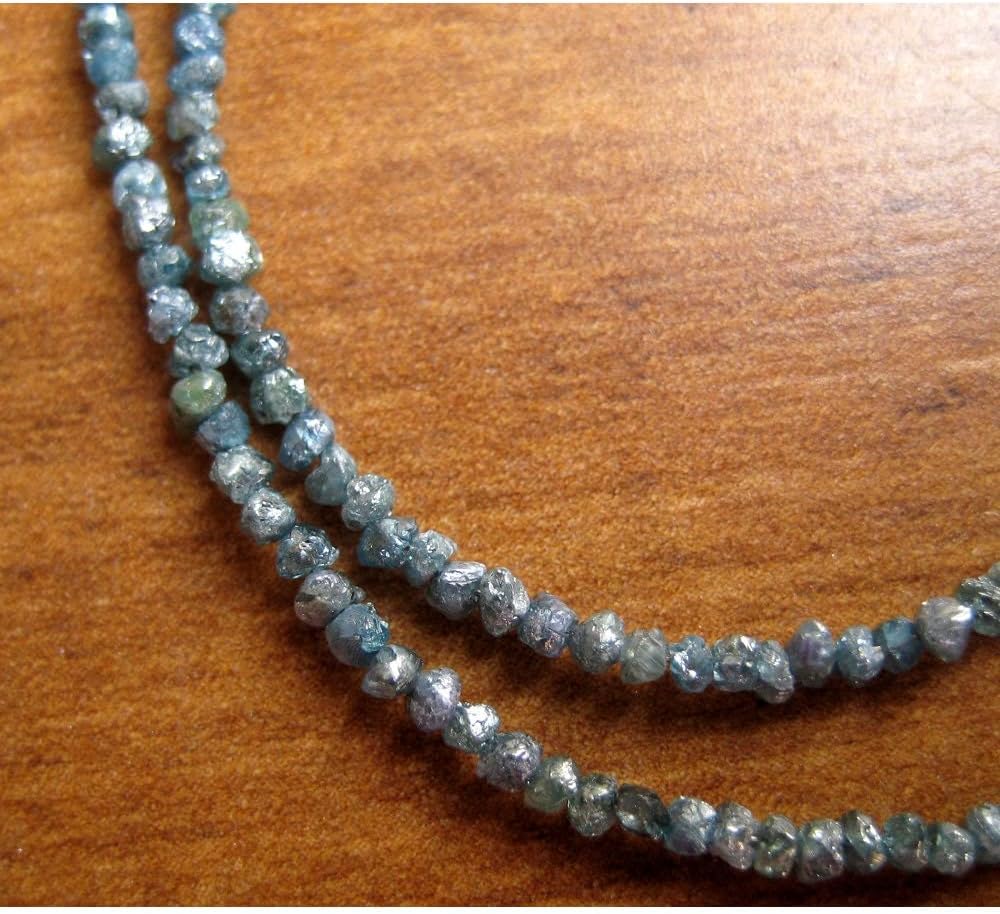 2mm Blue Rough Diamond, Blue Raw Uncut Diamond Beads, Blue Rondelle Diamonds, Blue Loose Diamonds For Jewelry (4IN To 16IN Options), 1-2 MM