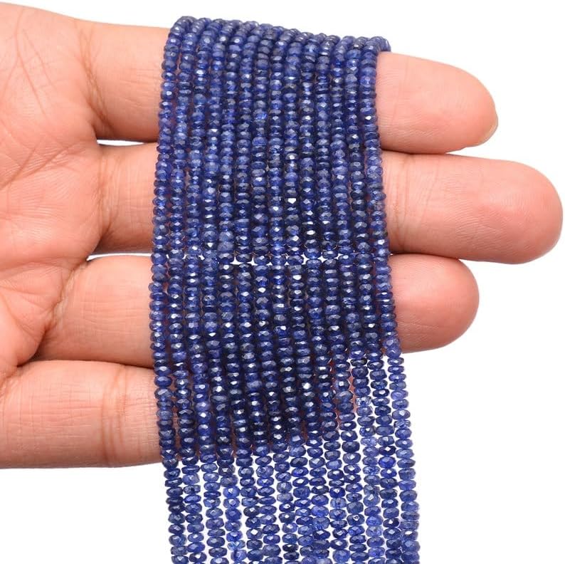 13 inch Strand of Natural gem Blue Sapphire, 2.5-3.5mm rondelle Faceted Beads for DIY Jewelry Making. | Beads_01941