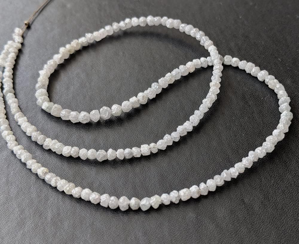 2.5-4mm Natural White Gray Raw Diamond Beads, Rough Diamond Rondelle Beads, White Gray Diamond Beads, Diamond Jewelry (4IN To 16IN) - PPD173, 2.5-4 MM Approx.