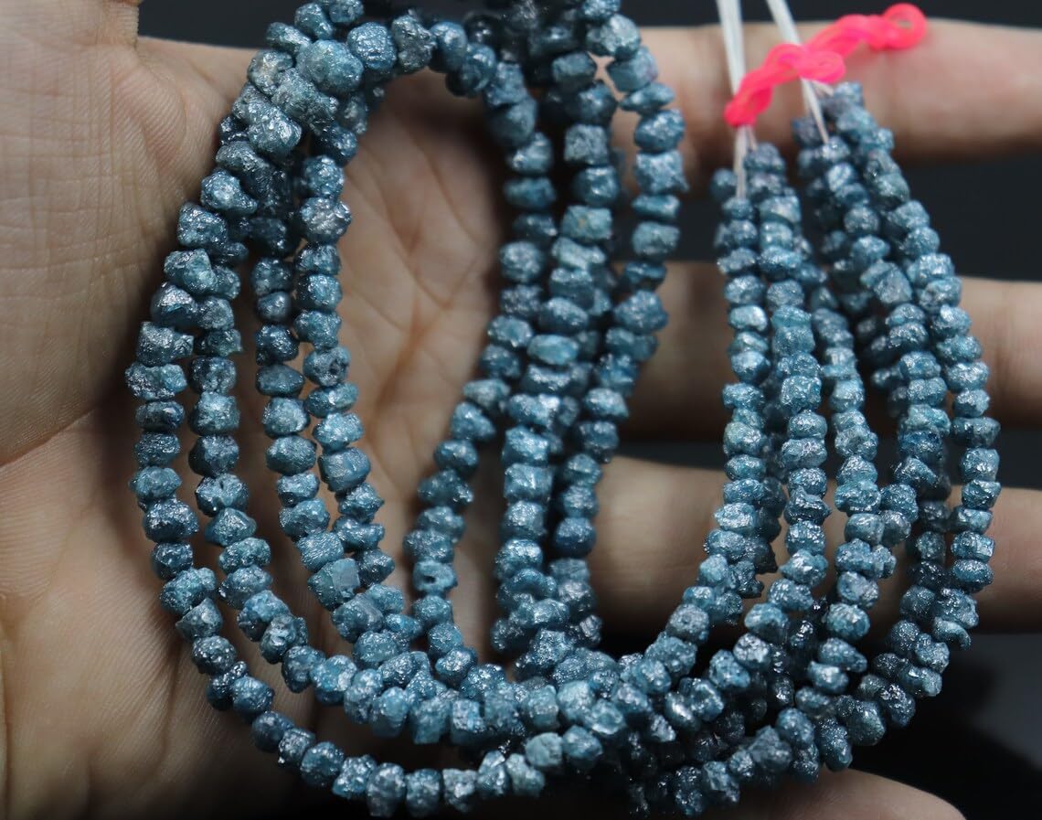 Generic AAA+ Natural Blue Diamond Uncut Beads Raw Uncut Blue Diamond Blue Diamond Beads Raw Blue Diamond Conflict Blue Diamond Beads (1 Strand), 2-3mm