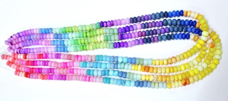 Natural Mulit Opal Rondelle Smooth Beads 7 mm to 9 mm 24 inch Long String Jewelry Making Gemstone Beads for Necklace Bracelet