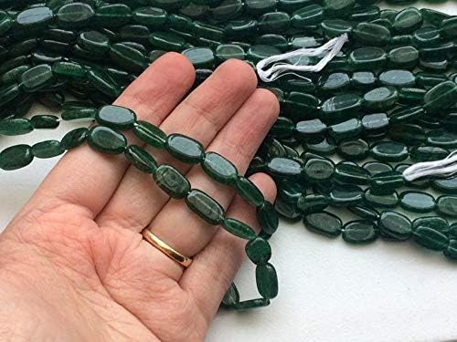 13 inch Strand Natural Green Aventurine 8-13 mm Oval Smooth Beads for Jewelry - Green Aventurine Beads, Natural Aventurine Plain Oval Beads, Aventurine Necklace, 8-13mm, 13 inch